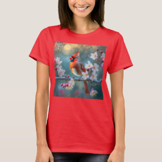 T-shirt Cardinal masculin en fleurs de cerisiers au clair