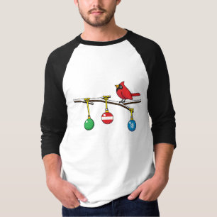T-shirt Cardinal rouge sur une branche nue à Noël