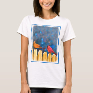 T-shirt Cardinals on the Fence Painting - Art original
