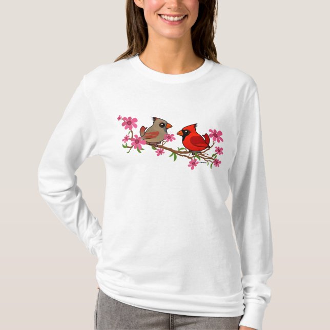 T-shirt Cardinaux du Nord sur la Branche de Blossom (Devant)
