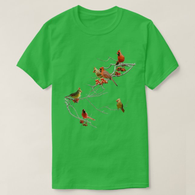 T-shirt Cardinaux Perchés Sur Branches (Design devant)