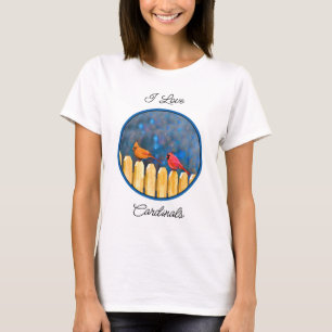 T-shirt Cardinaux sur la peinture de clôture - Art origina