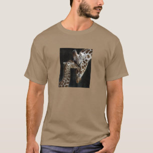 T-shirt Caresse de girafe de maman et de bébé