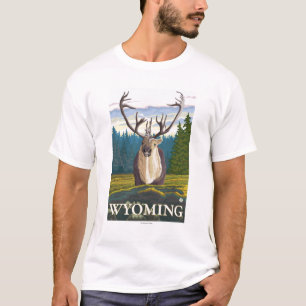 T-shirt Caribou dans le sauvage - le Wyoming