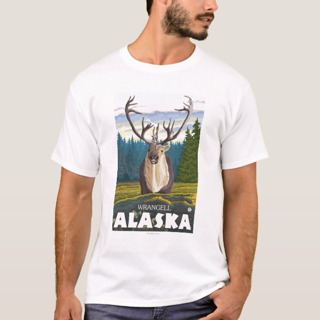 T-shirt Caribou dans le sauvage - Wrangell, Alaska (Devant)