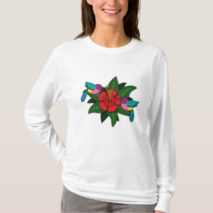 T-shirt Caricature à fleurs d'Hibiscus - W