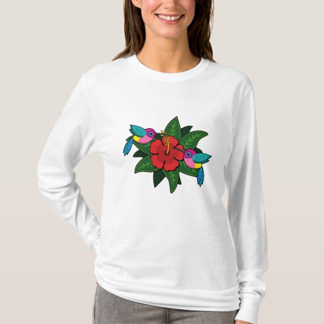 T-shirt Caricature à fleurs d'Hibiscus - W (Devant)