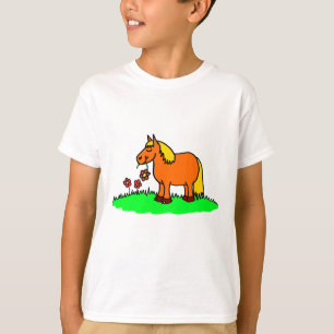 T-shirt caricature à poitrine mignonne et à fleurs