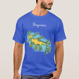T-shirt Caricature amusante de dragon de mer feuillu