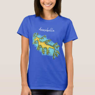 T-shirt Caricature amusante de dragon de mer feuillu