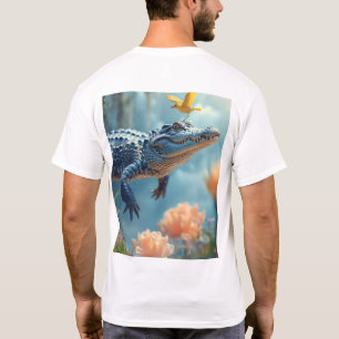 T-shirt Caricature au crocodile volant   Mignonne et drôle