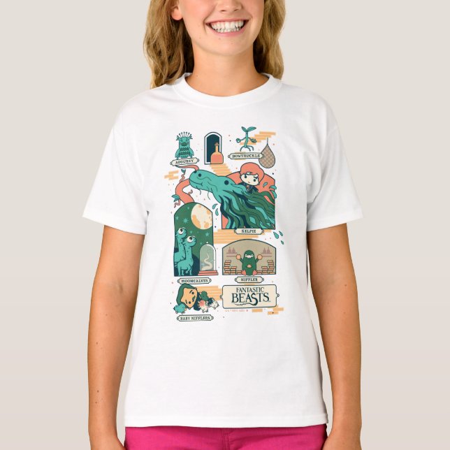 T-shirt Caricature Bêtes fantastiques Scènes (Devant)