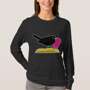 T-shirt Caricature Blackbird Manger Une Crème De Glace