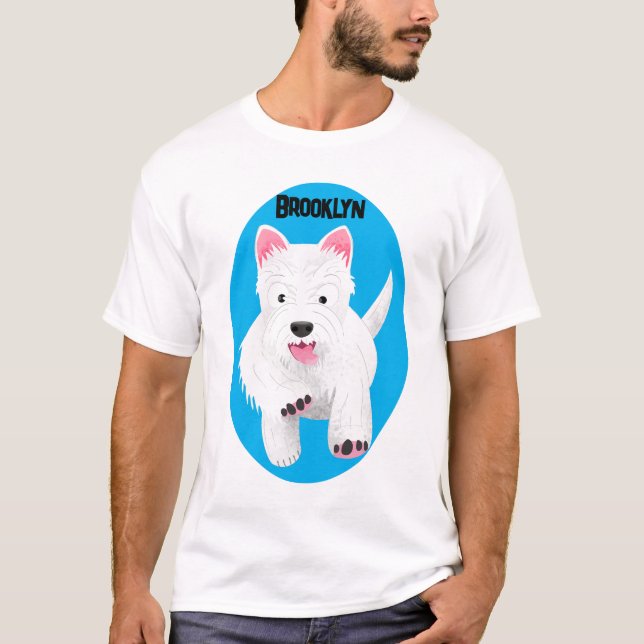 T-shirt Caricature blanche de terrier de l'ouest (Devant)