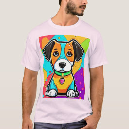T-shirt Caricature colorée Art Chiot Imprimer