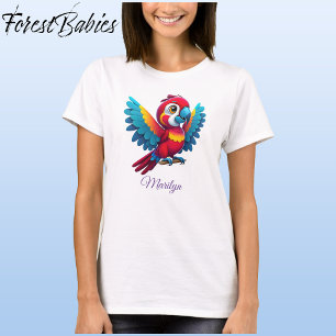 T-shirt Caricature colorée d'oiseau de perroquet de Macaw 
