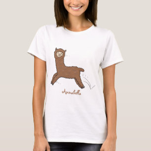 T-shirt Caricature d'alpaga brun joli