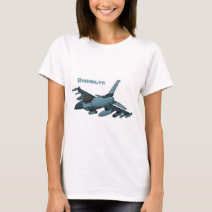 T-shirt Caricature d'avion de chasse militaire