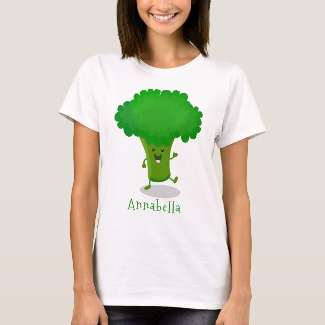 T-shirt Caricature de brocoli dansant Cute kawaii (Devant)