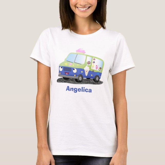 T-shirt Caricature de camion de glace joli (Devant)