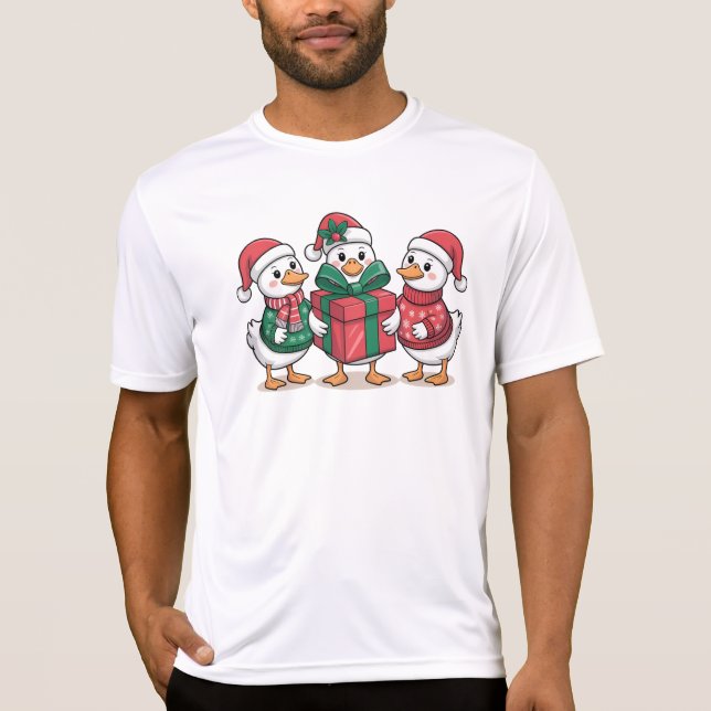 T-shirt Caricature de canards de Noël mignons Art-68105 (Devant)