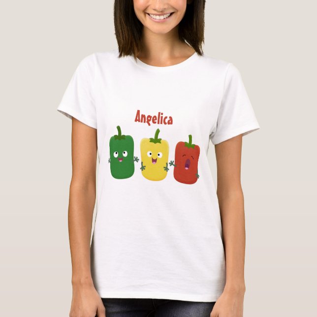 T-shirt Caricature de chant trio capsicum poivre clair (Devant)