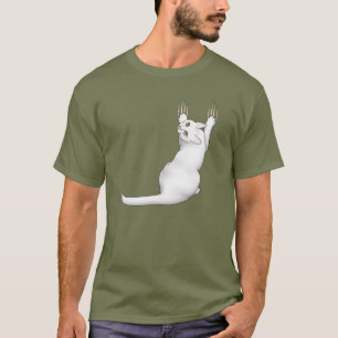 T-shirt Caricature de chat blanc dessinant gratter et déch