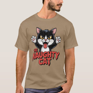 T-shirt Caricature de chat en colère Le vilain graphique d
