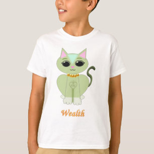 T-shirt Caricature de chaton vert pâle