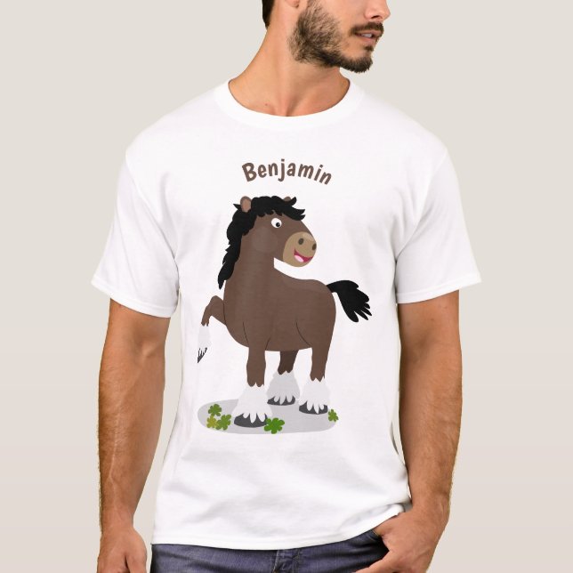 T-shirt Caricature de cheval de trait de Cute Clydesdale (Devant)