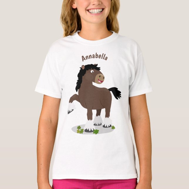 T-shirt Caricature de cheval de trait de Cute Clydesdale (Devant)