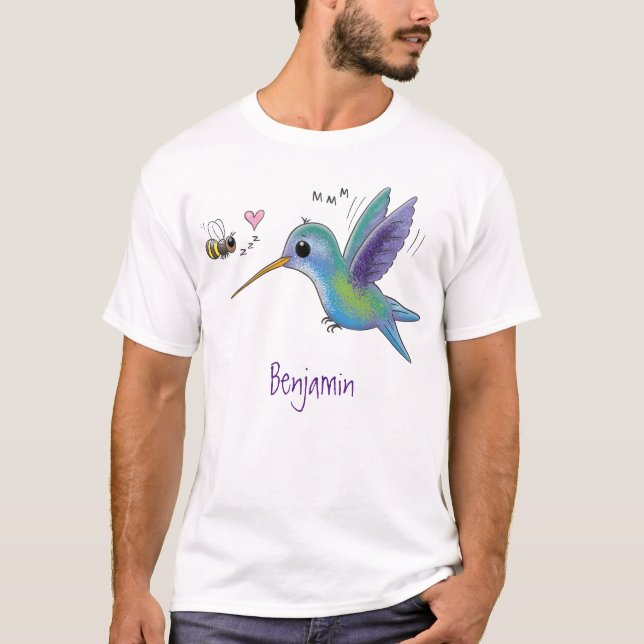 T-shirt Caricature de colibri d'abeille mignonne (Devant)