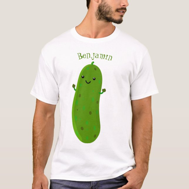 T-shirt Caricature de cornichon joyeux (Devant)