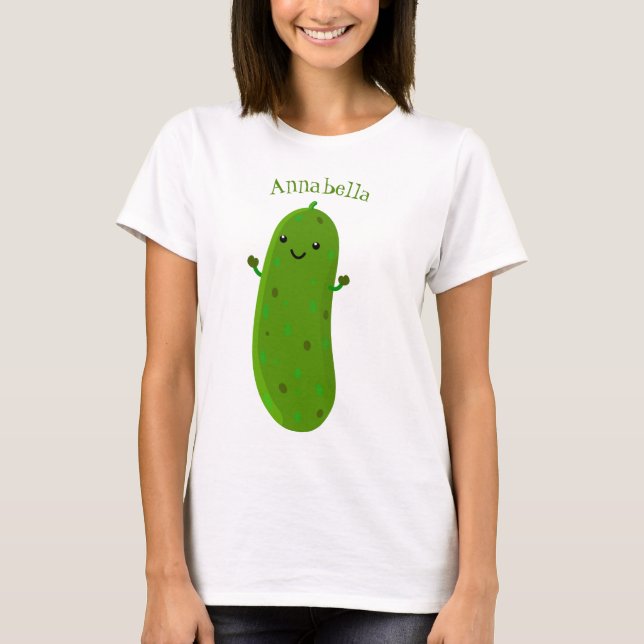 T-shirt Caricature de cornichon joyeux (Devant)