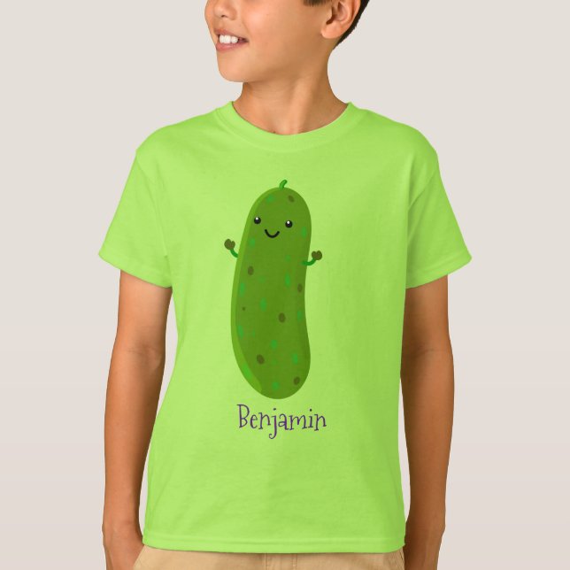 T-shirt Caricature de cornichon joyeux (Devant)