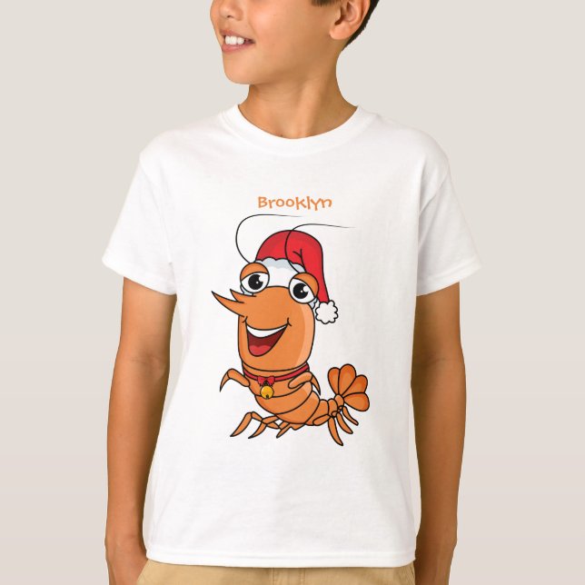 T-shirt Caricature de crevettes de Noël joyeux (Devant)