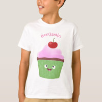 Caricature de cupcake joyeux