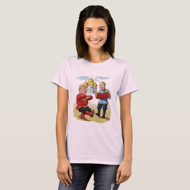 T-shirt Caricature de danse russe de Trump et Poutine (Devant entier)