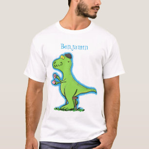 T-shirt Caricature de dinosaure vert t rex