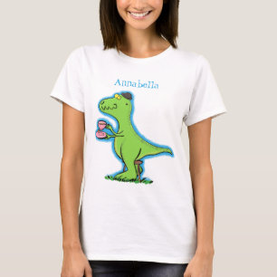 T-shirt Caricature de dinosaure vert t rex