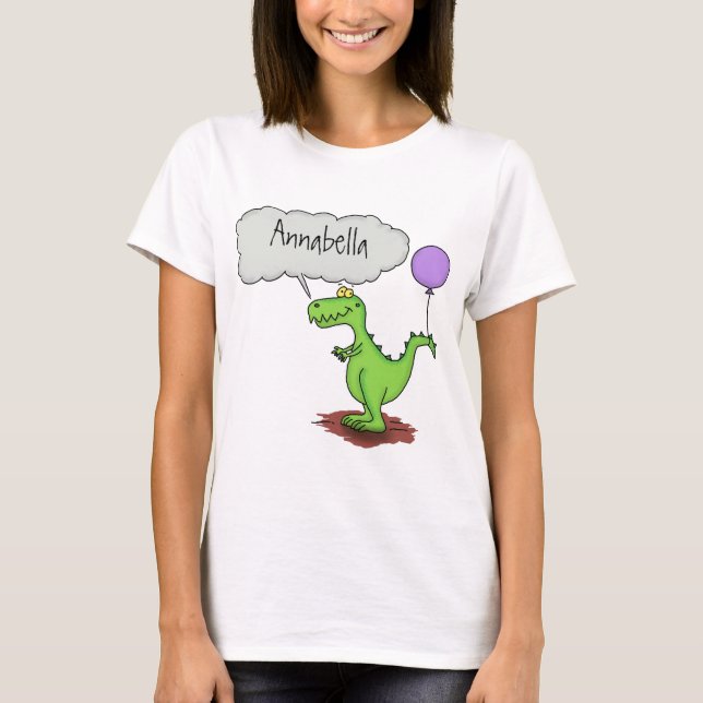 T-shirt Caricature de dragon dragon drôle et vert respiran (Devant)
