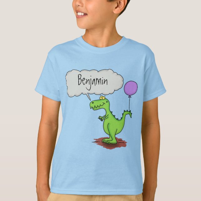 T-shirt Caricature de dragon dragon drôle et vert respiran (Devant)