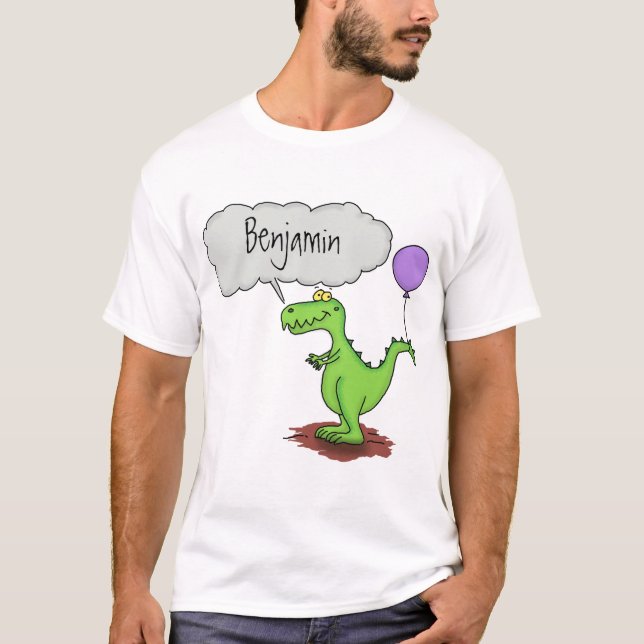 T-shirt Caricature de dragon dragon drôle et vert respiran (Devant)
