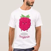 Caricature de framboise très heureuse