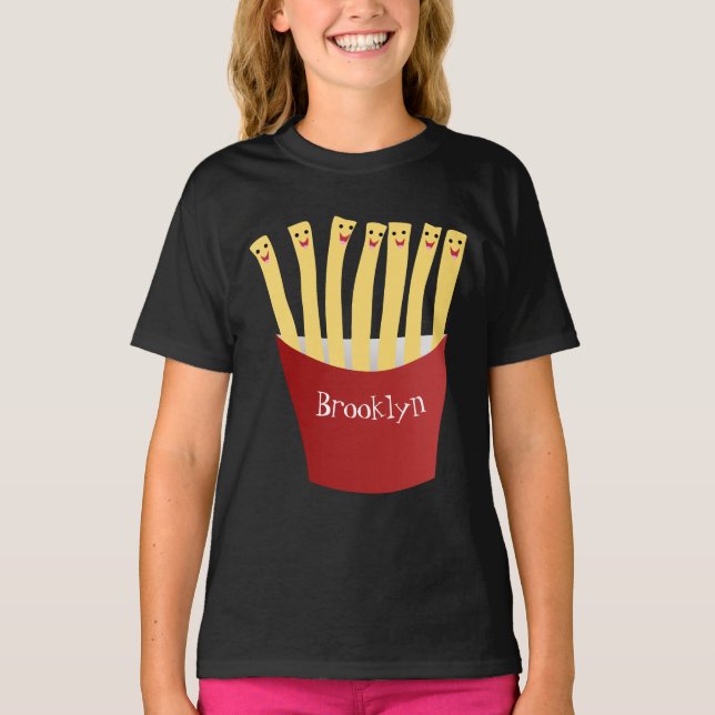 T-shirt Caricature de frites Cute kawaii fast food (Devant)
