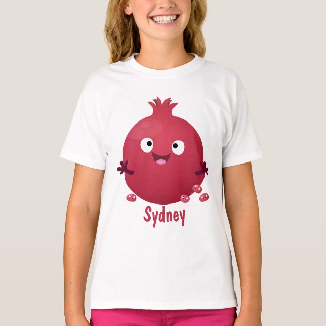 T-shirt Caricature de fruits à la grenade joyeux (Devant)
