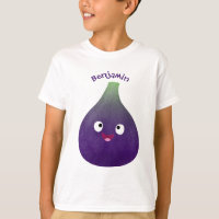 Caricature de fruits mauve joyeux aux figues