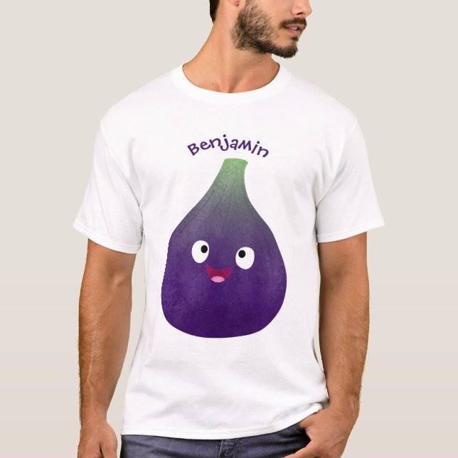 T-shirt Caricature de fruits mauve joyeux aux figues (Devant)
