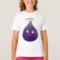 Caricature de fruits mauve joyeux aux figues