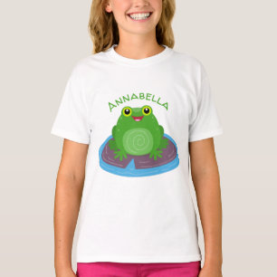T-shirt Caricature de grenouille verte mignonne